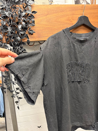 AW2025 Balenciaga ‘Emo Team’ Distressed Black Logo T-Shirt