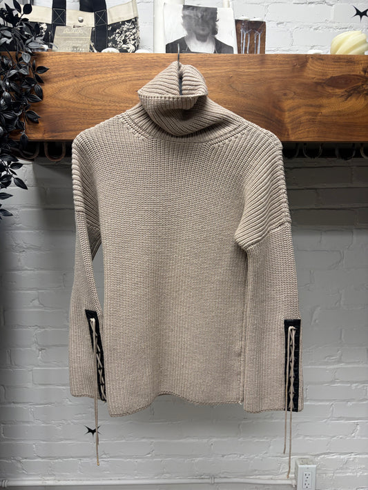 AW2006 Gucci by Frida Giannini Cable Knit Turtleneck Sweater with Bondage Strap Sleeves