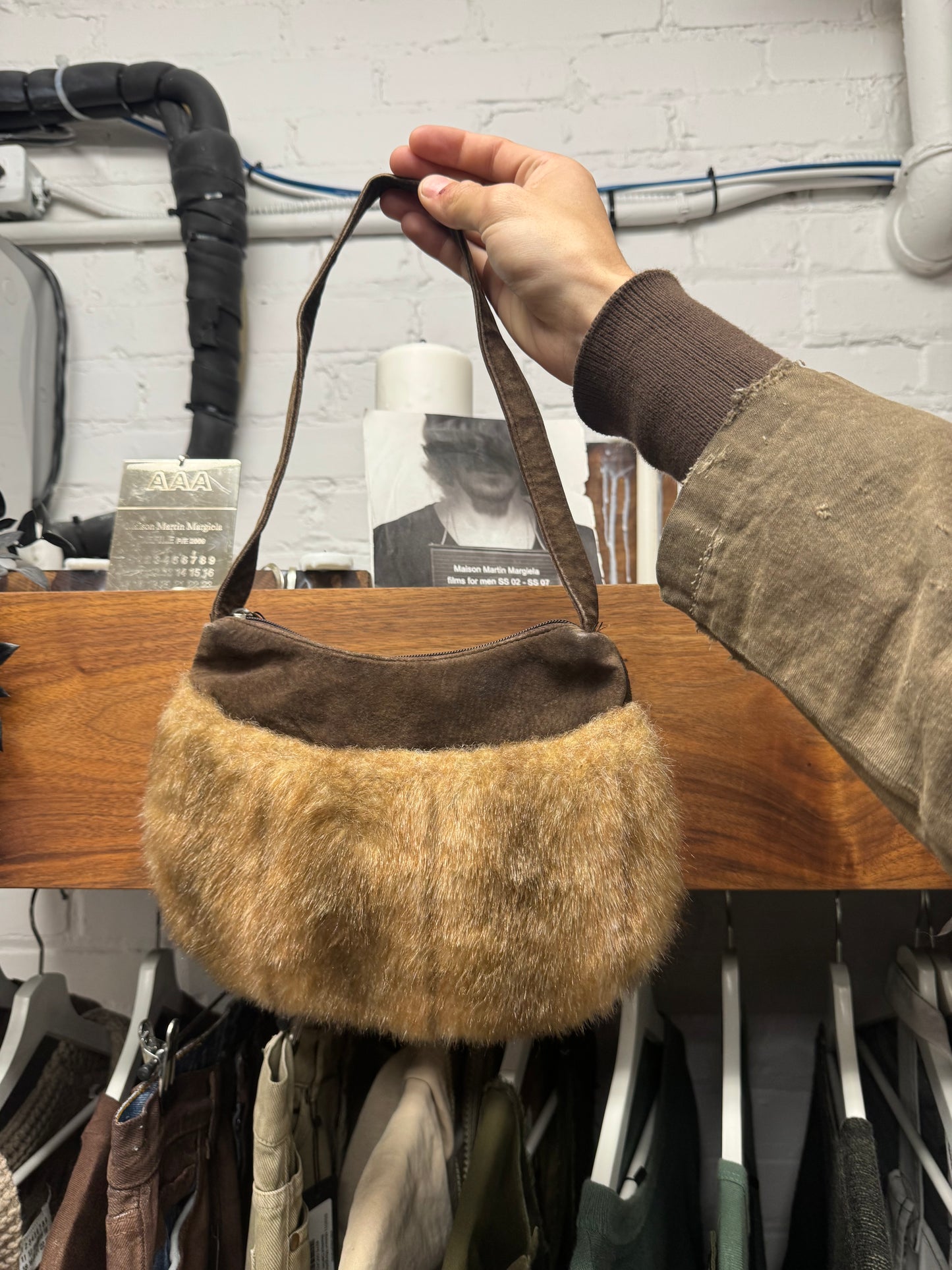 Vintage Miu Miu Suede/Fur Miniature ‘Pochette’ Shoulder Bag