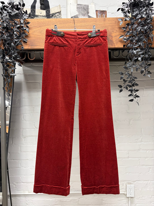 AW2008 Gucci by Frida Giannini Low Rise Velvet Flared Leg Pants