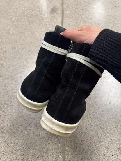 Rick Owens DRKSHDW Black Velour ‘Ramones’ High Top Sneakers