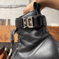 Givenchy ‘Terra’ Black Leather Buckle Combat Boots