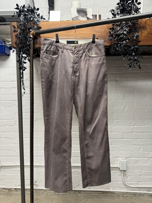 2000s Roberto Cavalli ‘Wave Seam’ Purple Bootcut Denim