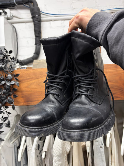 Vintage Prada Mainline Leather/Black Nylon Shell Ankle Boots