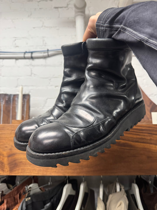 1999 Jil Sander ‘Reverse Tread’ Black Leather Moto Boots