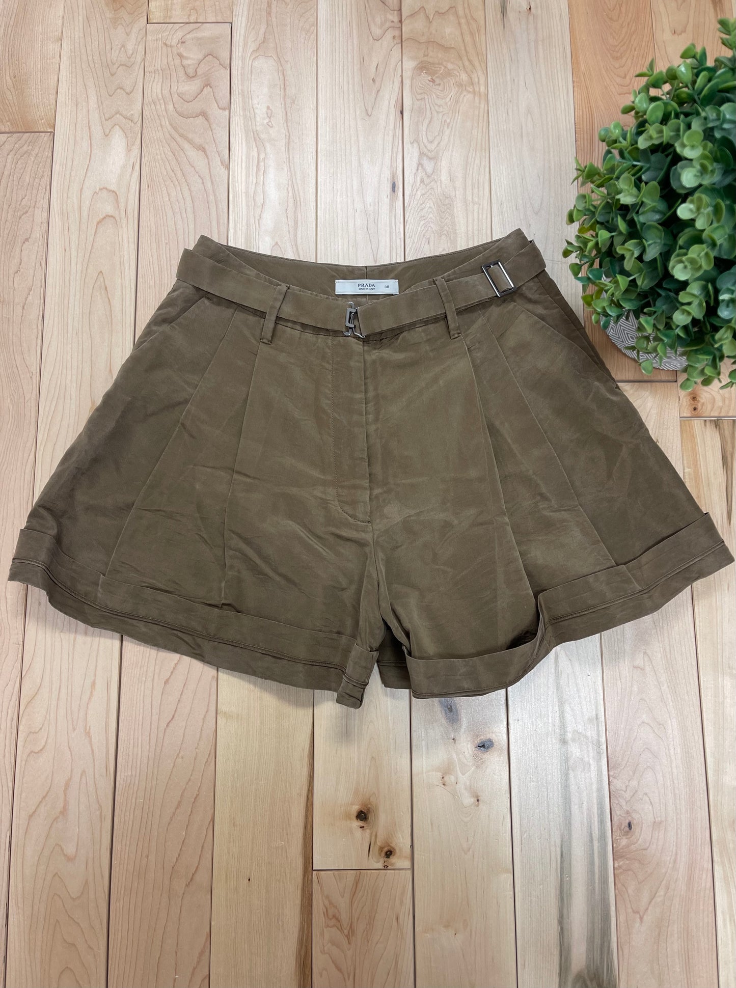 Prada Mainline Belted Mini-Micro Shorts