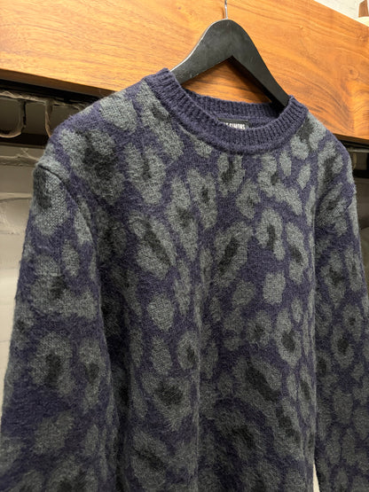 AW2014 Raf Simons Black ‘Leopard Print’ Wool Knit Sweater