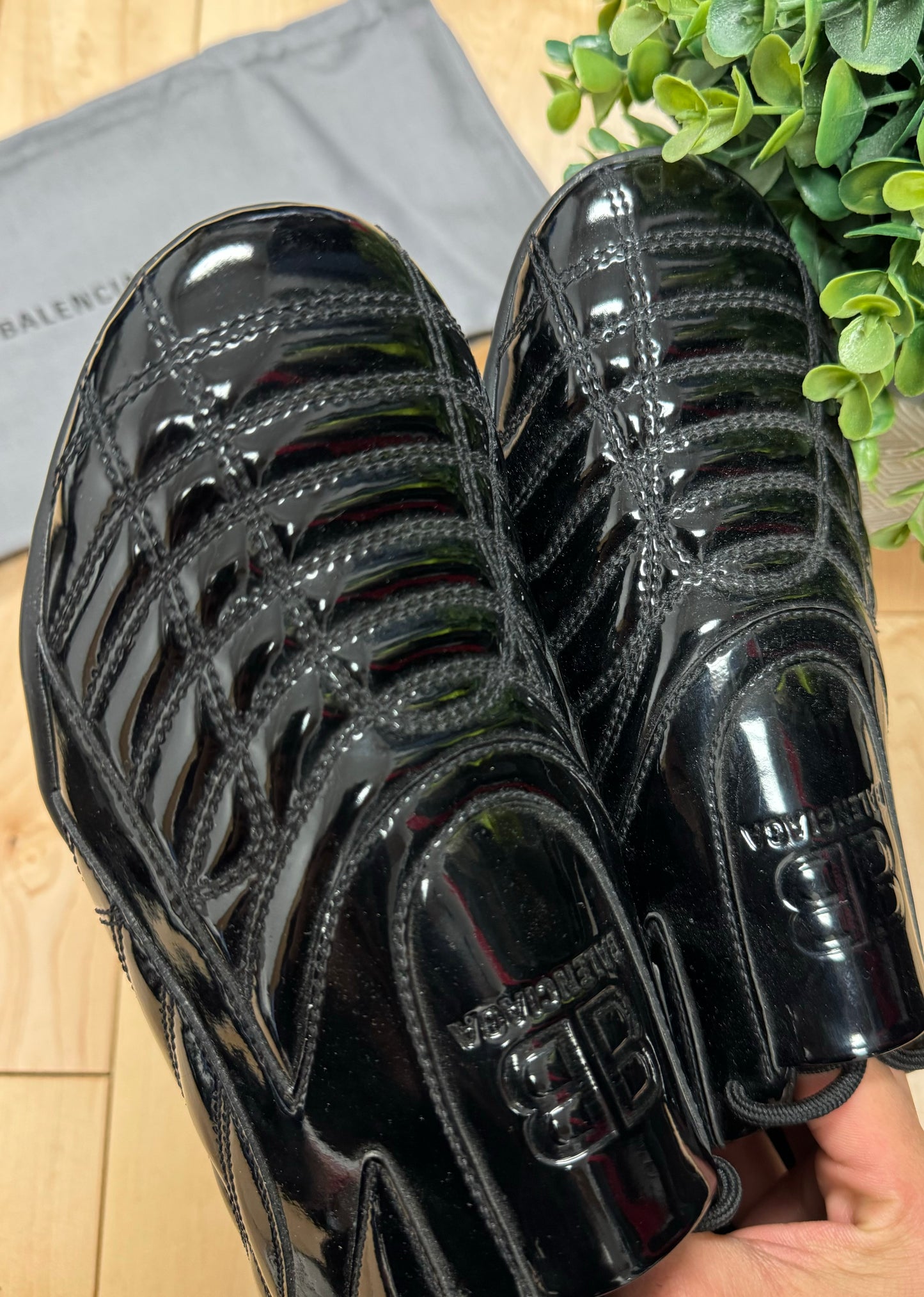 Balenciaga Zen Black Patent Leather Soccer Sneakers