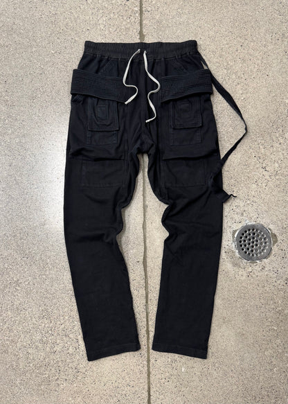Rick Owens Black ‘Creatch’ Cotton Cargo Pants