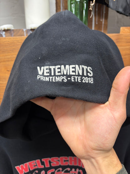 SS2018 Vetements ‘Zurich’ Black/Red Pullover Hoodie