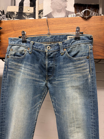2000s Issey Miyake ‘Mainline’ Dirt Wash Low Rise Flared Leg Skinny Jeans