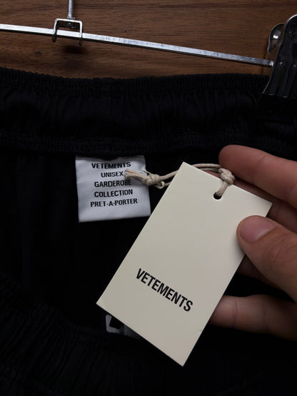 Vetements ‘Limited Edition’ Embroidered Logo Black Cotton Sweat Shorts