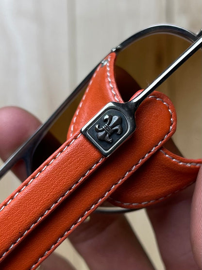 Chrome Hearts ‘Step Child’ 925 Silver/Leather Steampunk Aviator Sunglasses