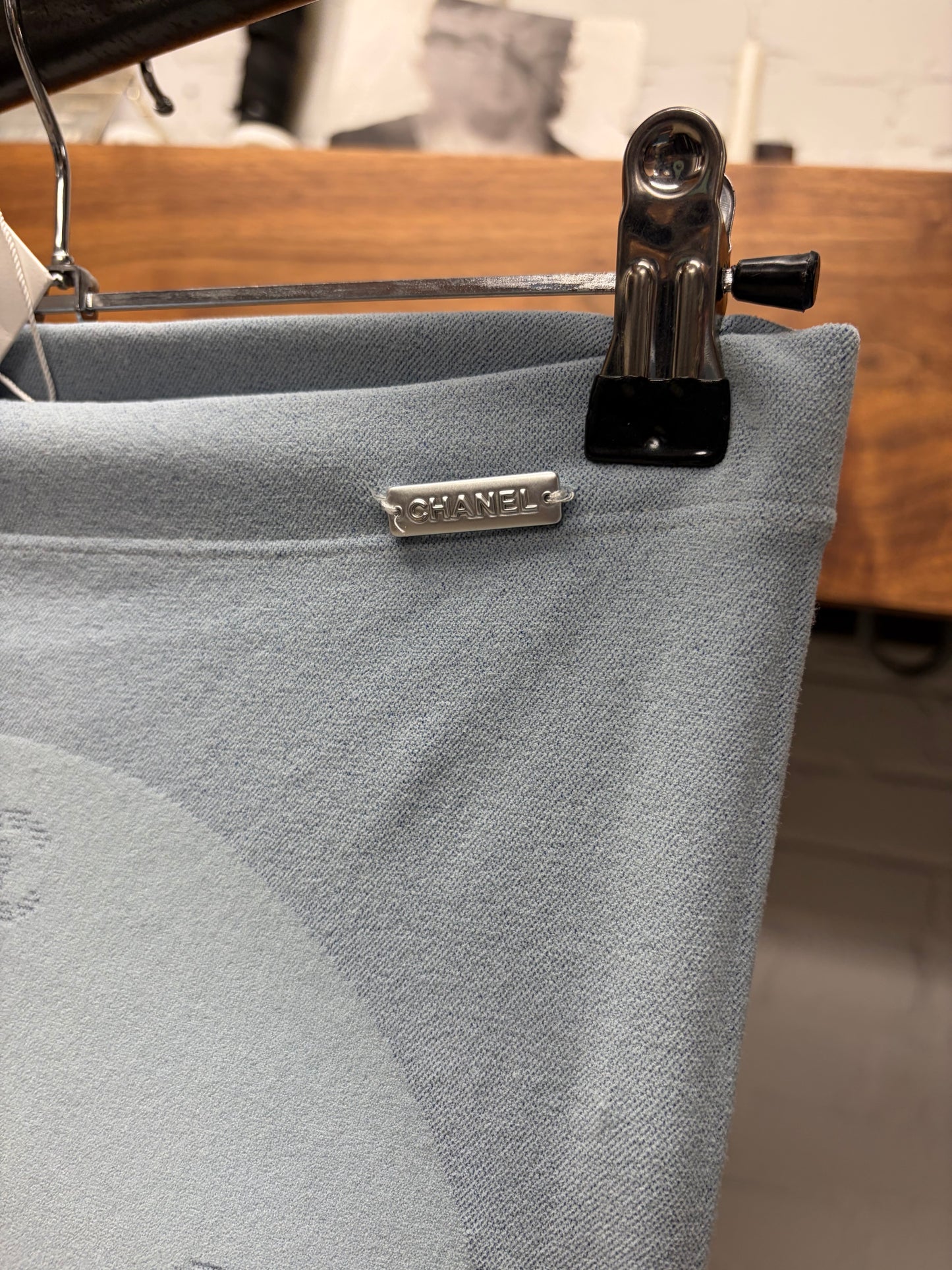 SS2021 Chanel Light Blue Monogram Tights