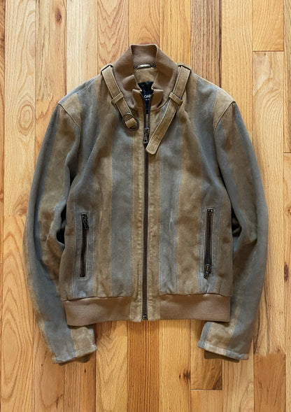 SS2007 Dolce & Gabbana Striped Suede Bomber Jacket