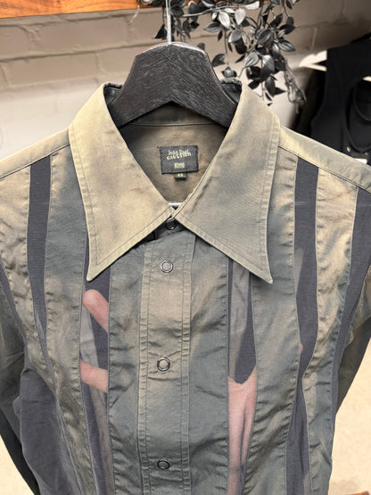 Vintage Jean Paul Gaultier Homme ‘Sheer Cutout’ Striped Button Down Shirt