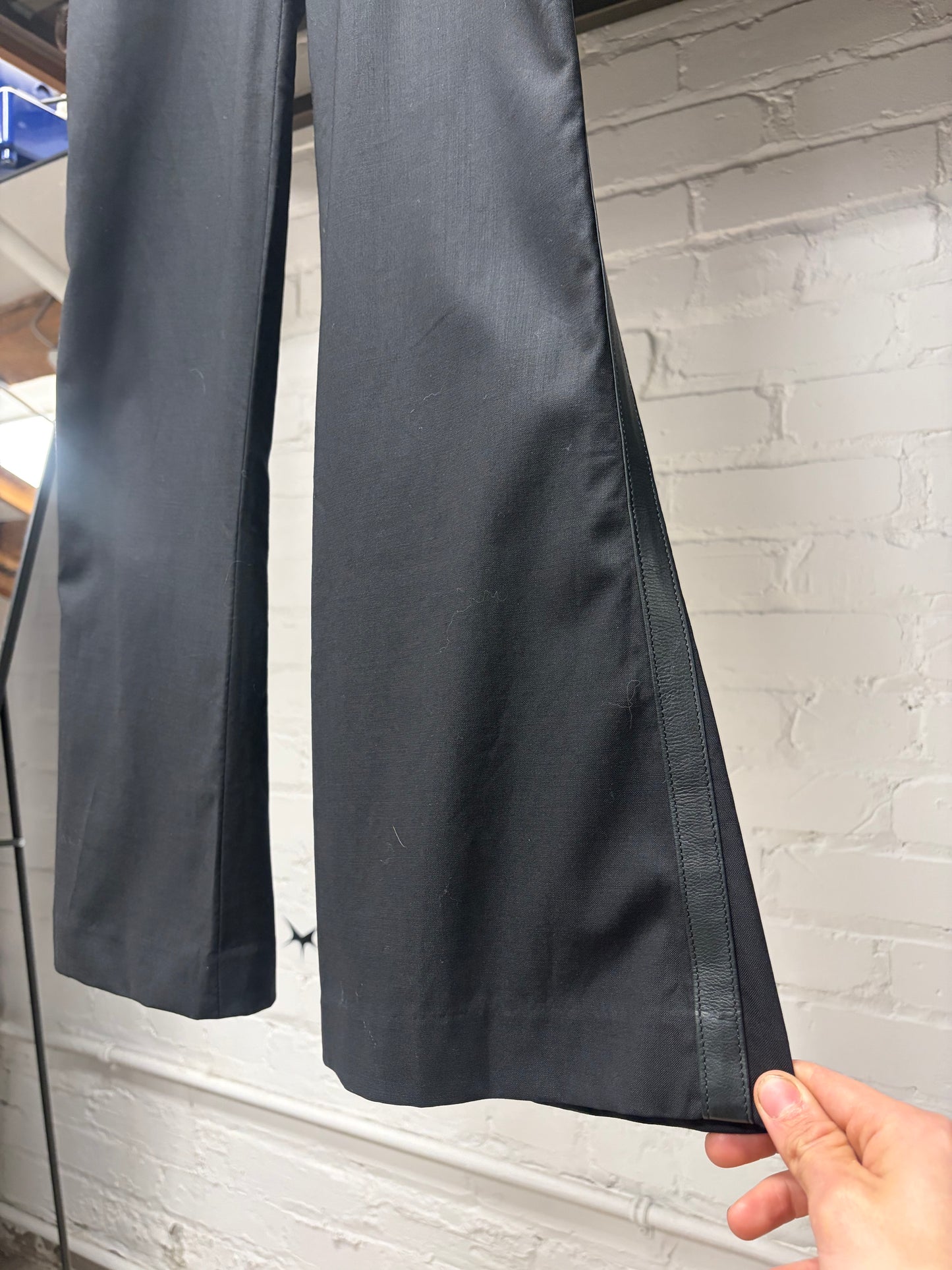 Chrome Hearts ‘VJ1 Tuxedo’ Black Flared Leg Pants with Leather Side Stripe