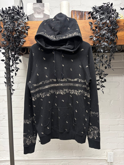 2018 Saint Laurent ‘Paisley’ Bandanna Print Black/White Hoodie
