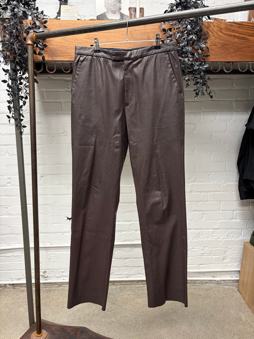 AW2001 Raf Simons ‘Riot Riot Riot’ Brown Lambskin Leather Pants – Alex ...