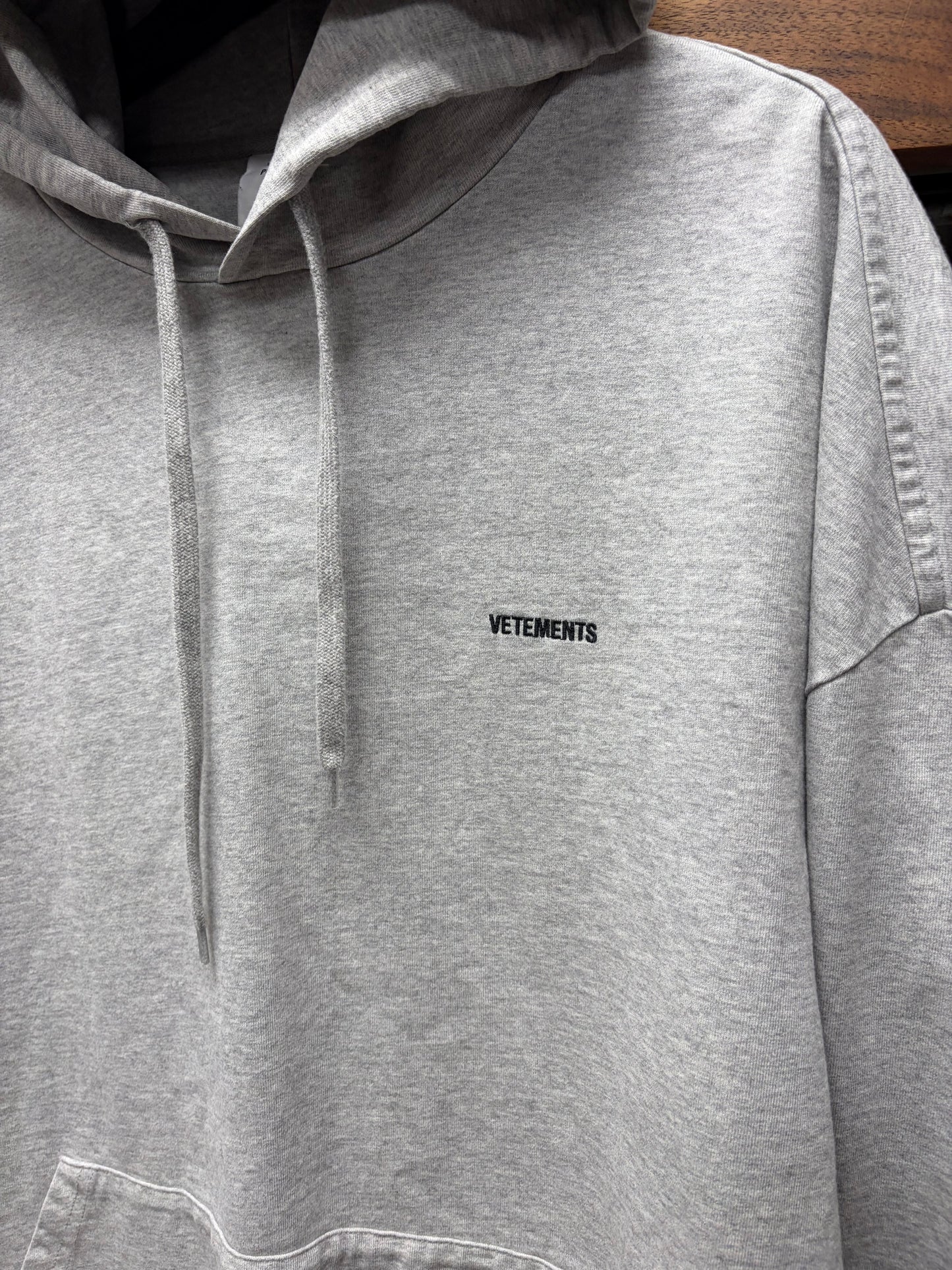 SS2018 Vetements ‘Minimal Logo’ Embroidered Grey Pullover Hoodie