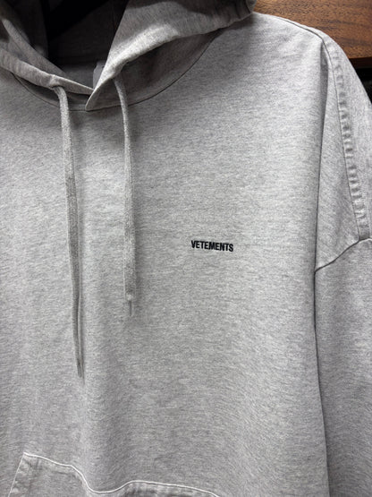SS2018 Vetements ‘Minimal Logo’ Embroidered Grey Pullover Hoodie