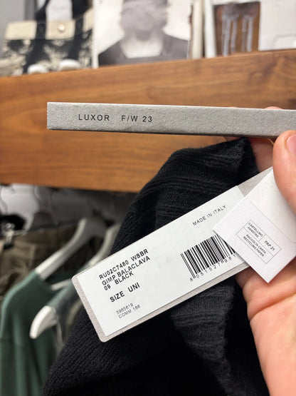 AW2023 Rick Owens ‘Luxor’ Black Cashmere Gimp Mask