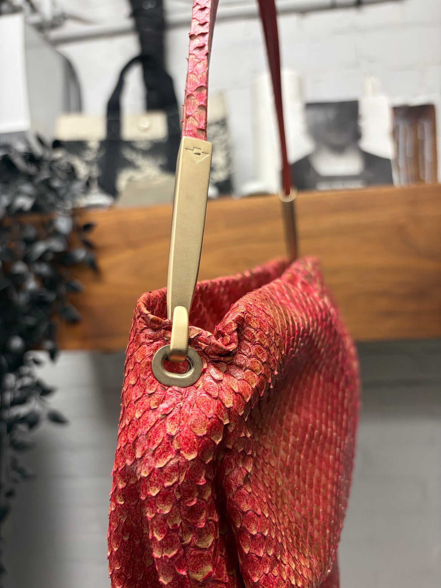 Bottega Veneta Python Leather Top Flap Shoulder Bag
