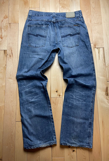 Nudie Jeans Organic Cotton Washed Blue Bootcut Denim