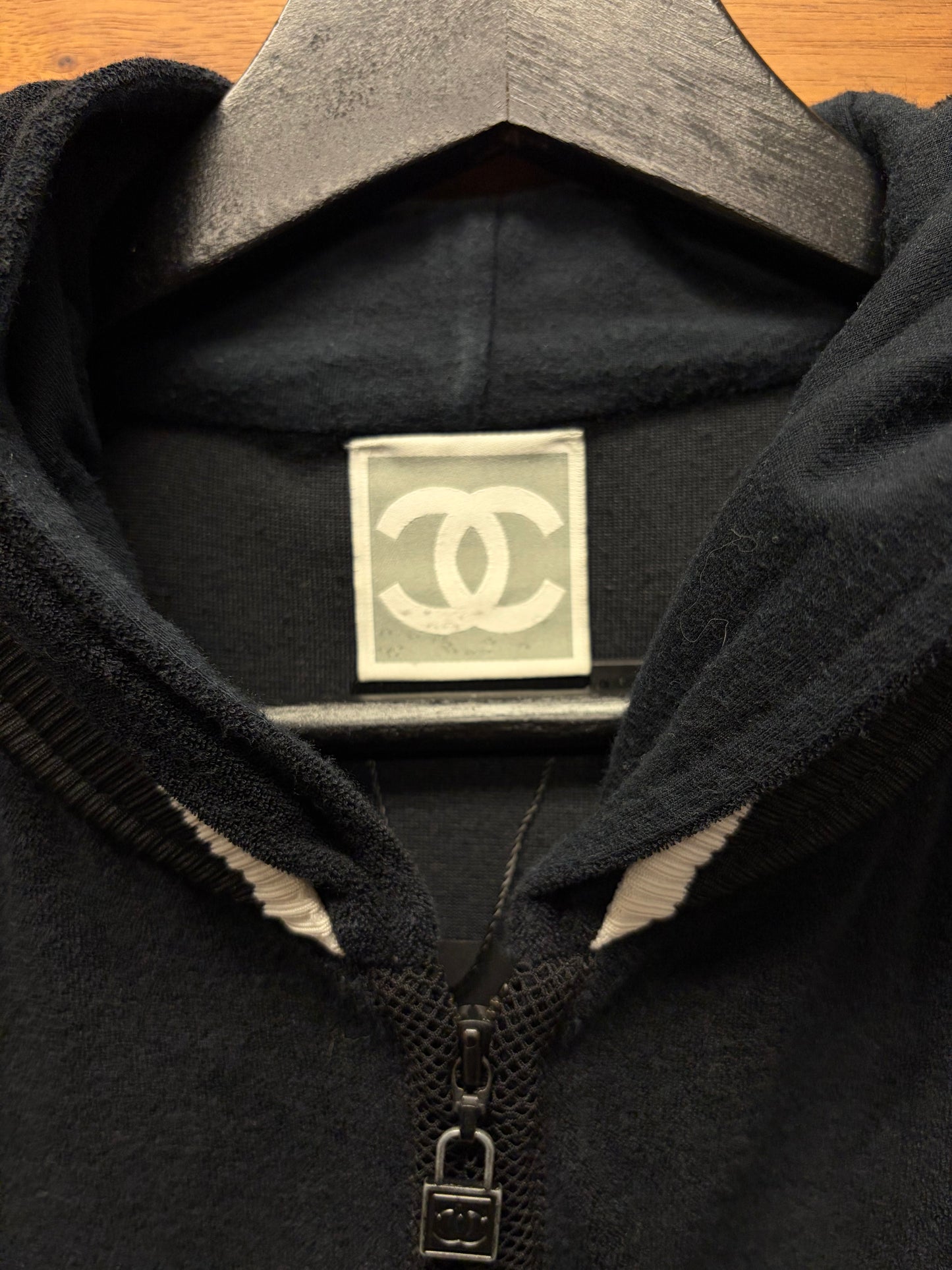 Chanel Sport Black Tracksuit Top Zip-Up Hoodie