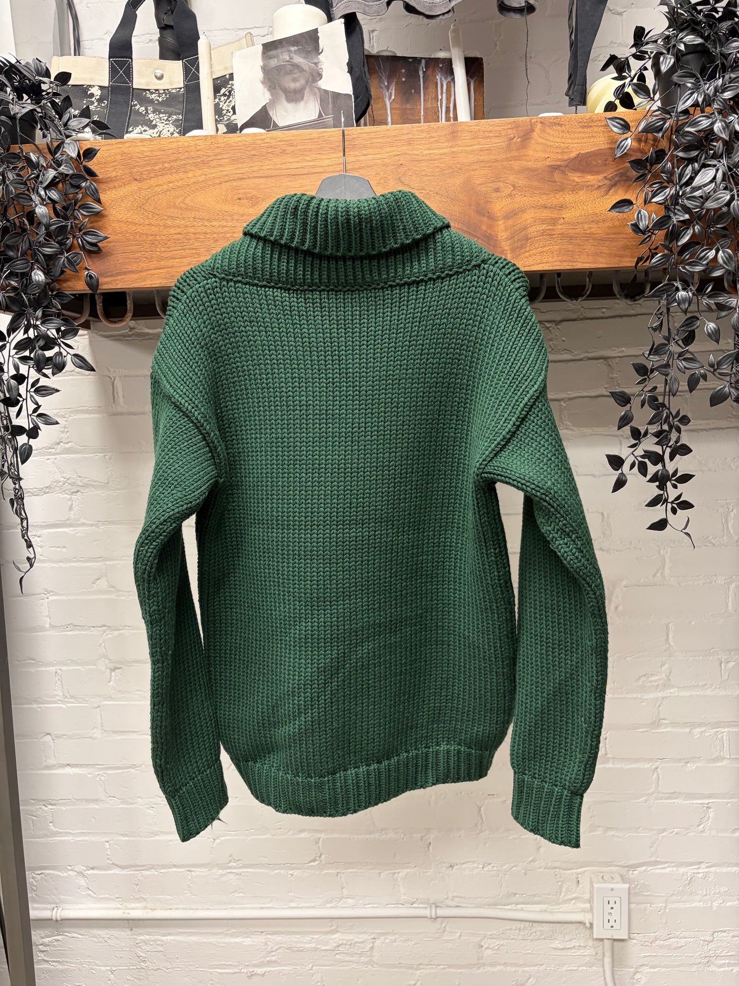 2000s Gucci by Frida Giannini Military Inspired Ribbed Shawl Knit Sweater
