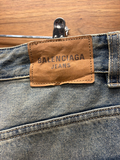 2024 Balenciaga Wide Leg Washed Blue Baggy ‘Skater Cut’ Denim