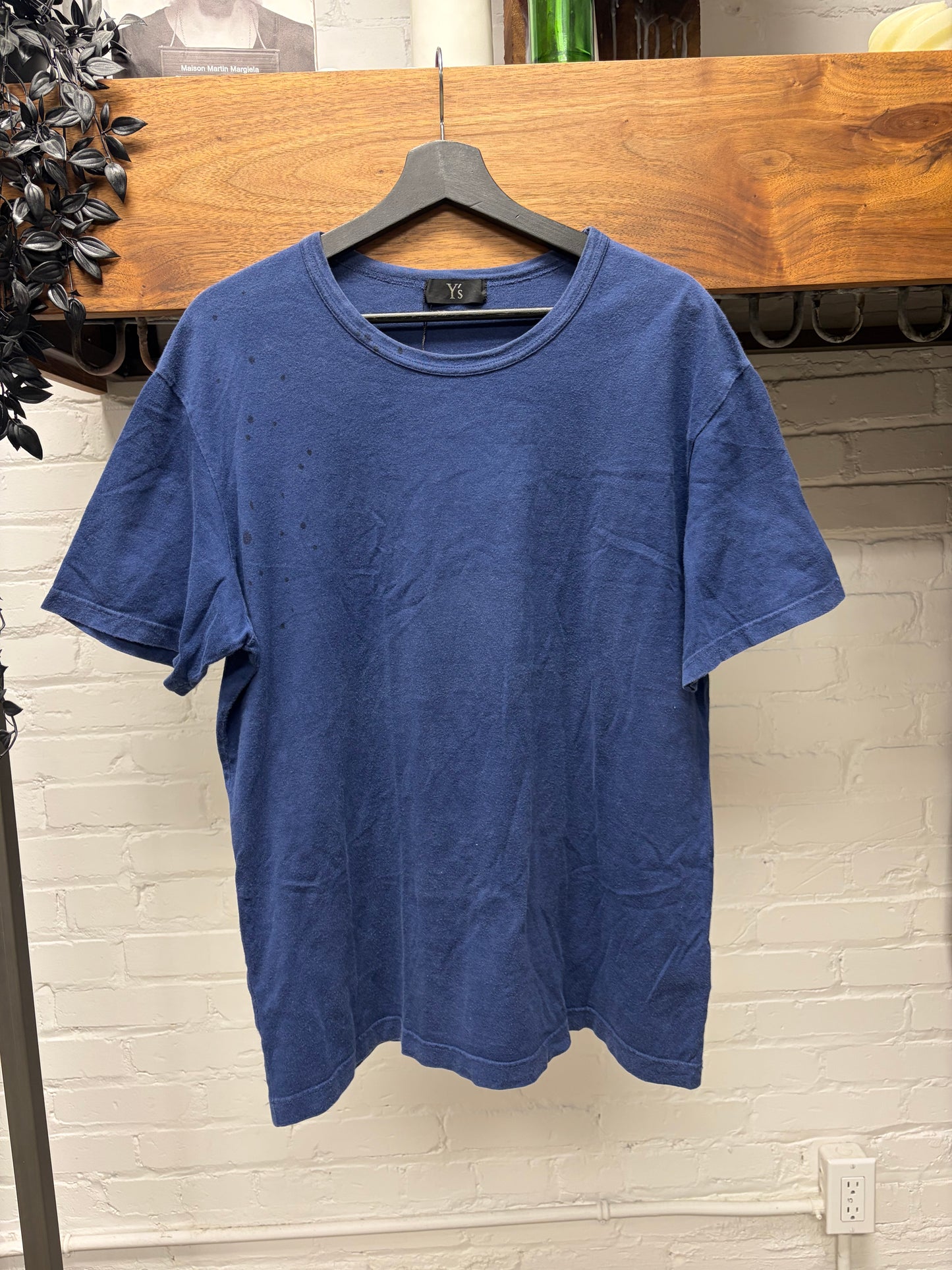 Vintage Yohji Yamamoto Y’s Blue ‘Paint Splatter’ Short Sleeve T-Shirt