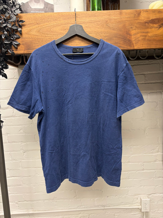 Vintage Yohji Yamamoto Y’s Blue ‘Paint Splatter’ Short Sleeve T-Shirt