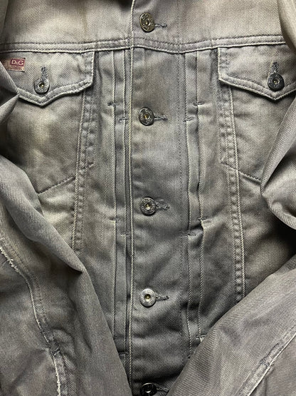 Dolce & Gabbana ‘Washed Grey’ Fur Trim Denim Jacket