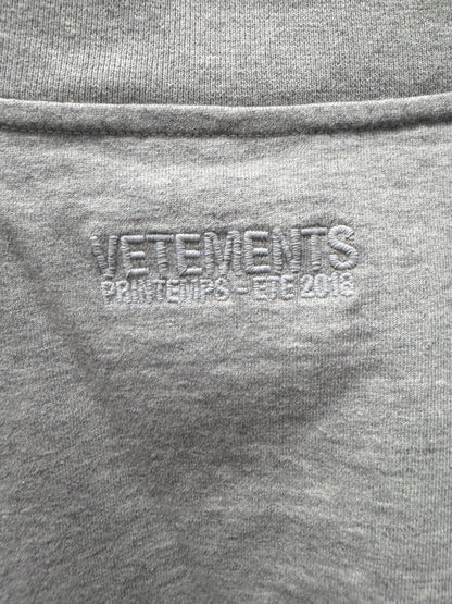 SS2018 Vetements ‘Baseball Logo’ Embroidered Red/Grey Sweatshirt