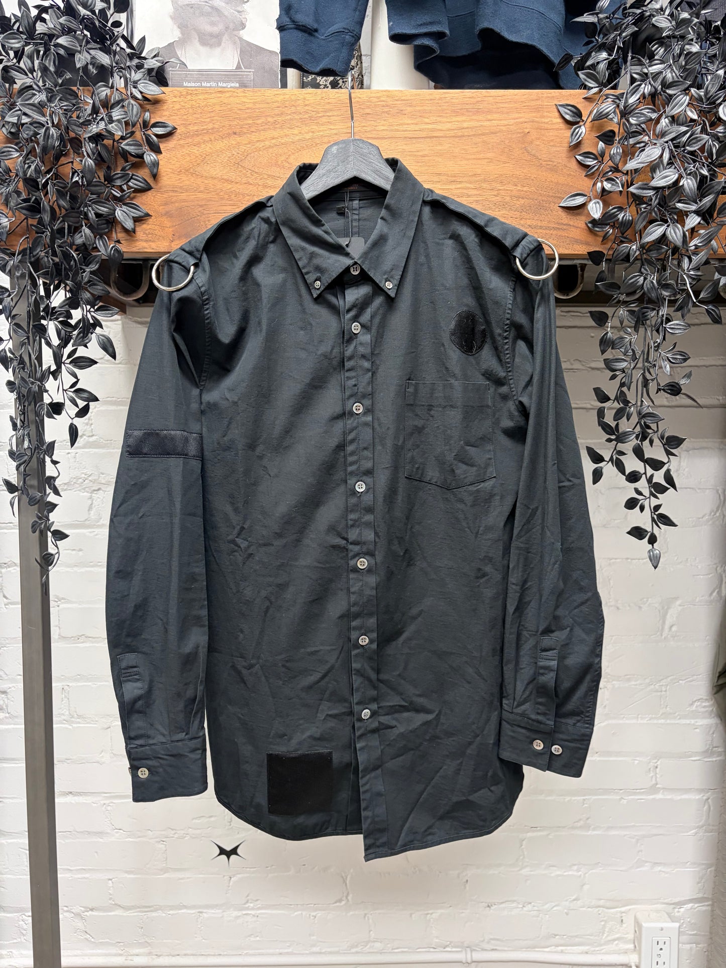 AW2002 Undercover ‘Witches Cell Division’ Black Patchwork ‘D-Ring’ Button Up Shirt