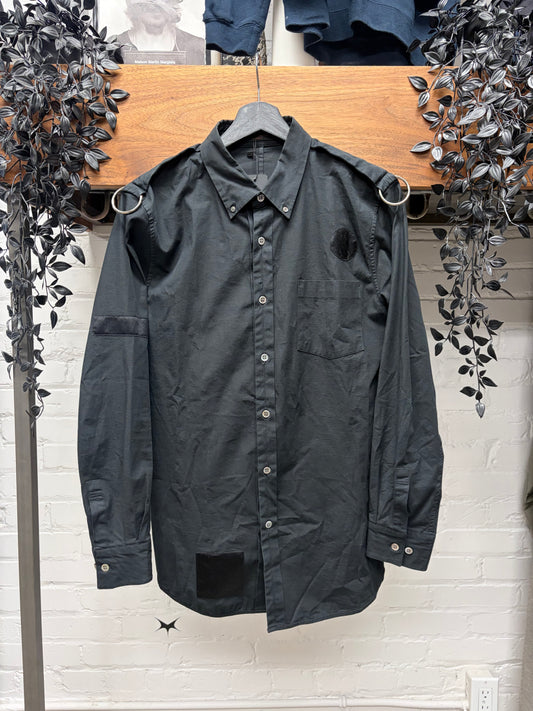 AW2002 Undercover ‘Witches Cell Division’ Black Patchwork ‘D-Ring’ Button Up Shirt