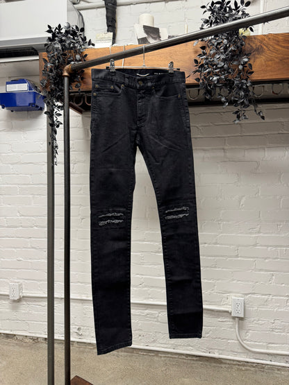 AW2016 Saint Laurent by Hedi Slimane ‘D02’ Black Knee Blowout Denim