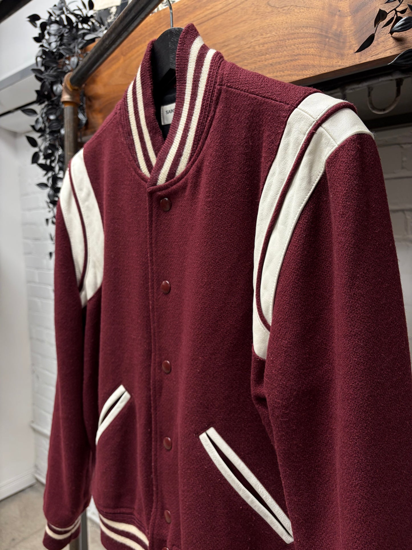 AW2019 Saint Laurent ‘Teddy’ Leather/Wool Bomber Jacket