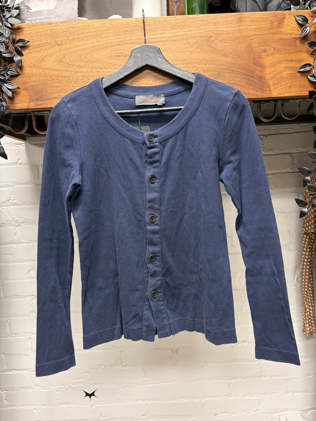 Yohji Yamamoto ‘Noir’ Navy Blue Full Button Collar Cardigan