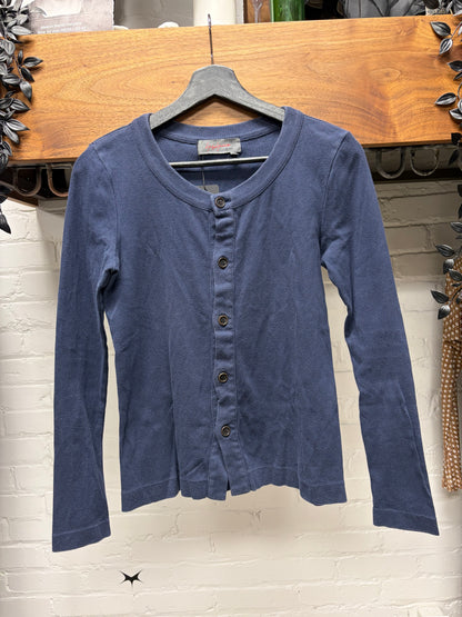 Yohji Yamamoto ‘Noir’ Navy Blue Full Button Collar Cardigan