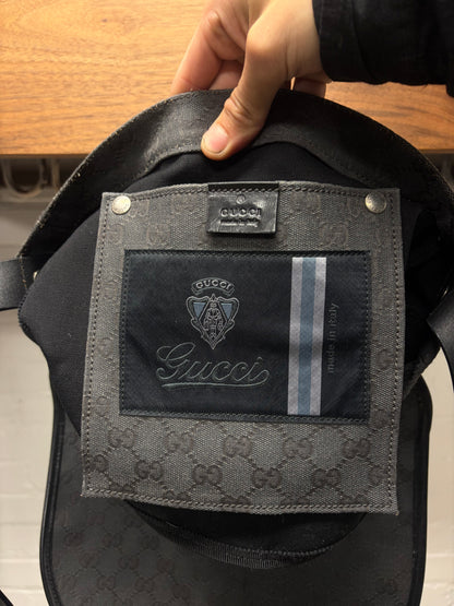 2000s Gucci Silver Canvas 'Guccisima' Monogram Crossbody Messenger Bag
