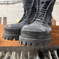 AW2022 Balenciaga Distressed Black Canvas ‘Strike’ Combat Boots