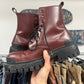 Balenciaga ‘Strike’ Red Leather Combat Boots