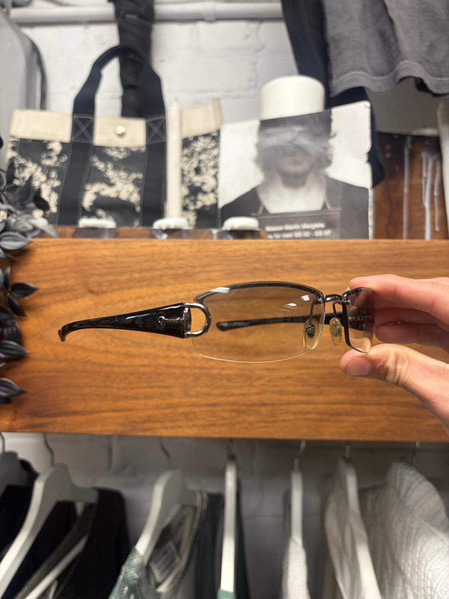 2000s Gucci Horsebit Brown Tinted Rimless Sunglasses