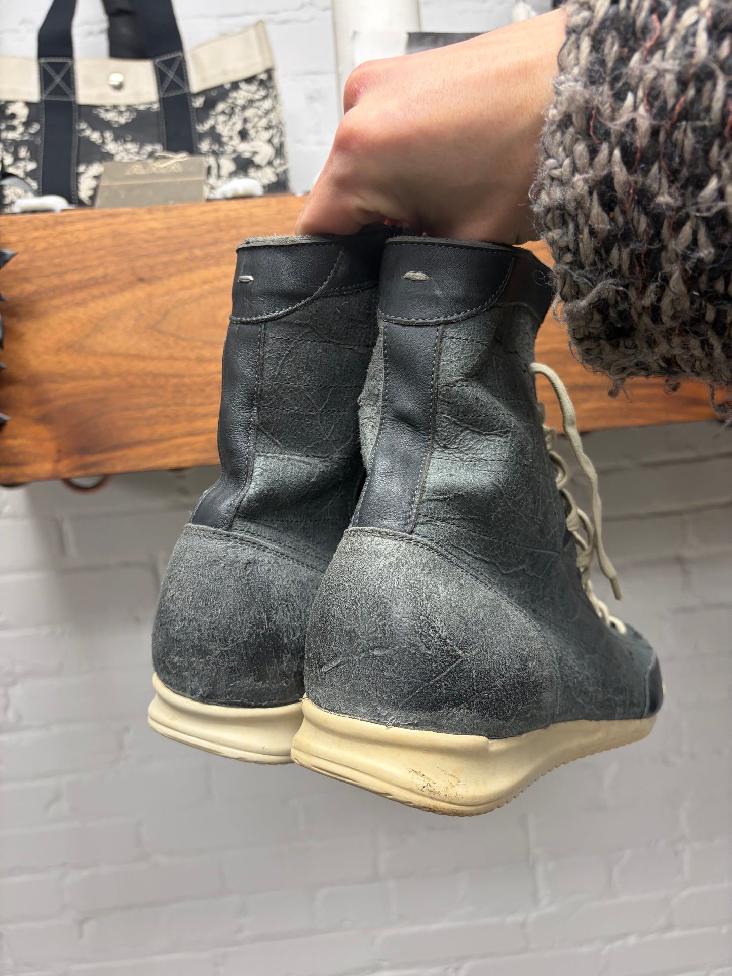 Maison Margiela Leather ‘Boxing’ Lace Up High Top Sneakers