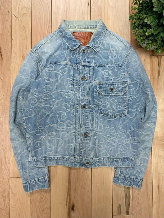 Kapital ‘Rope’ Buckle-Back Jacquard Weave Denim Jacket