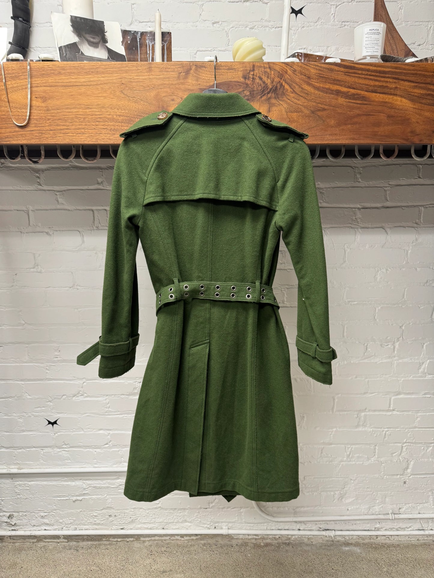 AW2006 Junya Watanabe ‘Taxi Driver’ Distressed Green Wool Trench Coat