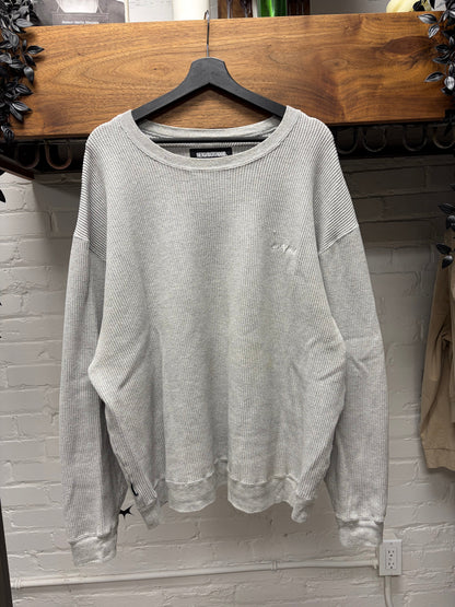 Neighborhood Embroidered Black/White Thermal Cotton Long Sleeve Shirt