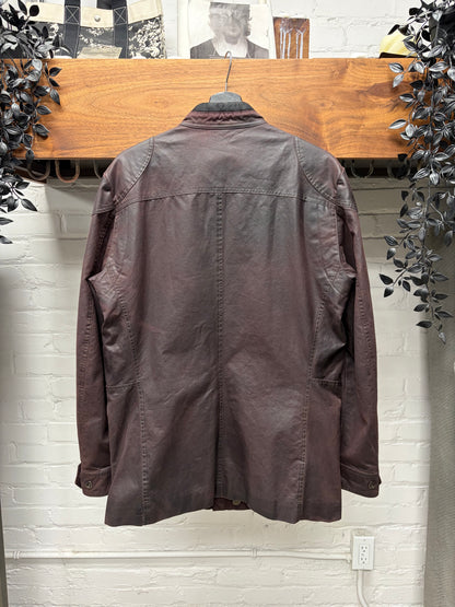 Gucci Waxed Oxblood Red Canvas ‘Boiler’ Jacket with GG Monogram Silk Lined Interior